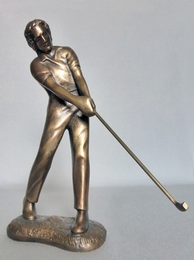 Skulptur "Golfer - realistisch", Bronze 21 cm von Kunstwerk