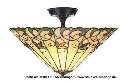 40ø mittlere TIFFANY-Decken-Lampe (bronzefarbene Rosette mit sichtbar aufwändiger Verzierung!), unsere umfangreiche Serie JAMELIA. von STIL-EXCLUSIV