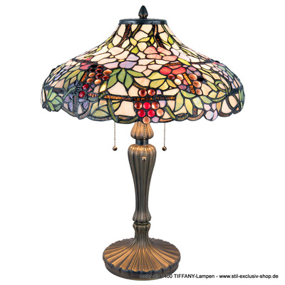Special offer !  ø 45cm. Prächtige TIFFANY-Tisch-Lampe, unsere umfangreiche Serie GRAPEYARD. von STIL-EXCLUSIV