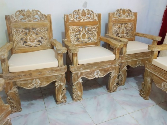 SET 2 Stück Stuhl Armlehnstuhl Gartenstuhl Teak Holz Gartenmöbel Stühle Küchenstuhl Esszimmerstuhl von TARSHOPBALI