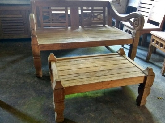 Set Gartenmöbel Outdoor Möbel Sitzgruppe Gartenbank Outdoorsitzgruppe Teak Holz Bank Tisch von TARSHOPBALI