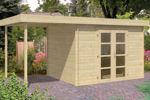 Gartenhaus Extramodern mit Terrasse Holz 320+200x260cm Tuindeco von QS-Gartendeco