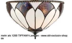 EXTRA-Modell ! Direkt an der Decke !  30ø Helle TIFFANY-Decken-Lampe, unsere umfangreiche Serie ARAGON. von STIL-EXCLUSIV