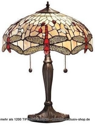ø 41cm. Mittlere TIFFANY-Tisch-Lampe, unsere umfangreiche Serie DRAGONFLY-BEIGE. ( ohne Dekoration!) von STIL-EXCLUSIV