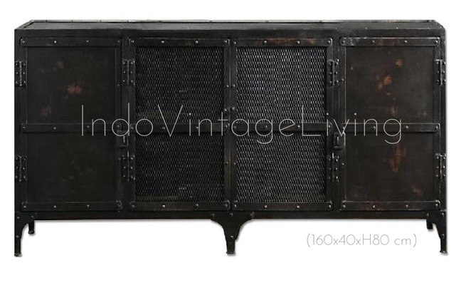Industrial Sideboard 4 Doors, Storage Cabinet, Cabinet, Iron Cabinet von Indo Vintage Living