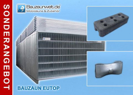 Bauzaun EUTOP - 25/29er Set inkl. Transportpalette von Bauzaunwelt