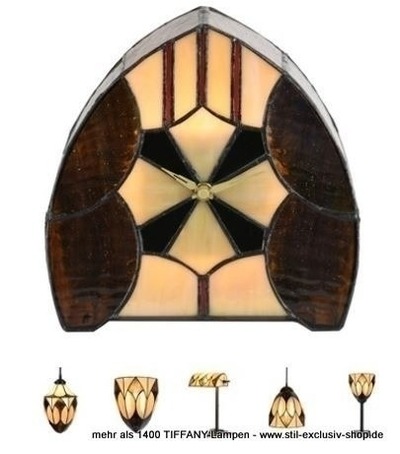 Ausgefallene TIFFANY-Tischlampen-UHR, aus unserer Serie PARABOLA.   Design= GJV-Glaskunst-Studio. von STIL-EXCLUSIV