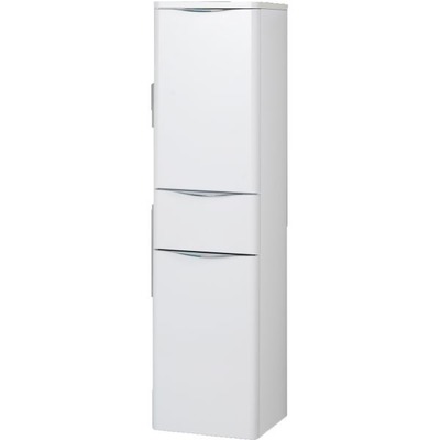 Scanbad Samba Badezimmer Hochschrank 134cm, mit 1 Schublade und 2 Türen - weiß Hochglanz von EIKORA