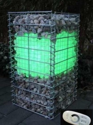 Led Licht für Gabionen dimmbar Zaun Licht LED 85cm länge 360° grün Steinmauer von Lichtidee-de