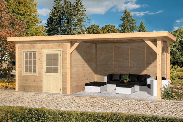 Gartenhaus Holten 690x300cm Natur Selbstbau Tuindeco von QS-Gartendeco