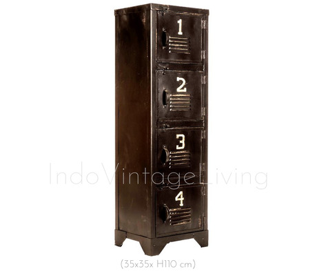 Industrial Locker 4 Doors, Cabinet, Iron Cabinet von Indo Vintage Living