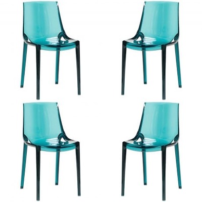 Hübsch Interior Kunststoff Stuhl 4er-Set, klar grün-blau ﻿ von EIKORA