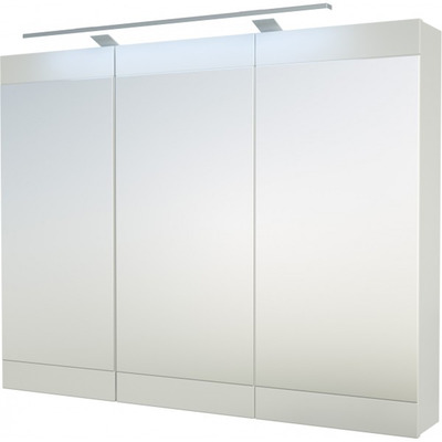 Albero Design Trento Retro Spiegelschrank mit LED Aufsteckleuchte, weiß glänzend - 90 x 70cm von EIKORA