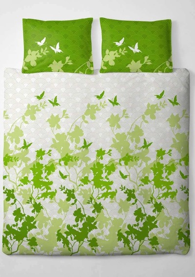 Baumwolle Bettwäsche Osaka Schmetterlinge Lime Grün von Magita Online Shop