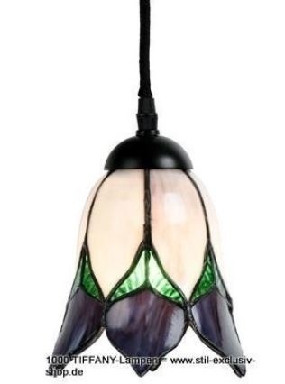 Klares, modernes Design.  TIFFANY-Hänge-Lampe, Serie LOVELY PURPLE FLOWER. von STIL-EXCLUSIV