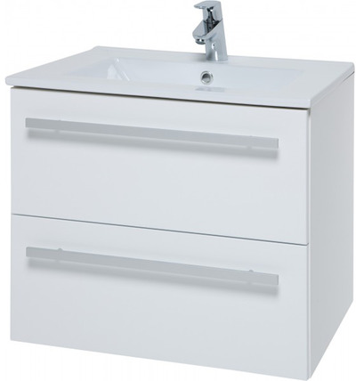 Albero Design Trento Waschtisch mit Unterschrank 61cm, weiß glänzend - mit 2 Schubladen von EIKORA