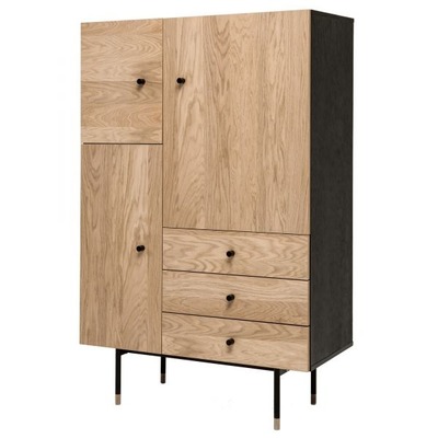 Highboard im nordischen Design Eiche/Schwarz von EIKORA