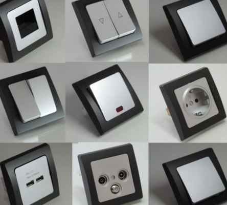 Lichtschalter silber schwarz Steckdose USB Taster Wand Einbauleuchte Antenne von Lichtidee-de