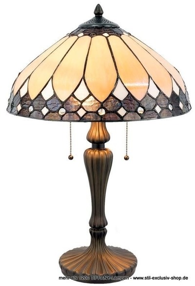 40ø. ca.53cm hohe TIFFANY-Tisch-Lampe, unsere grosse Serie BROOKLYN. von STIL-EXCLUSIV