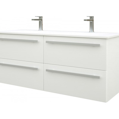 Albero Design Trento Doppelwaschtisch mit Unterschrank 121cm, weiß glänzend - mit 4 Schubladen von EIKORA