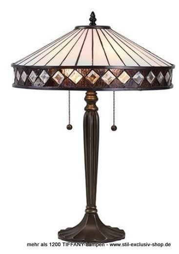 41,5cm ø mittlere TIFFANY-Tisch-Lampe, unsere grosse Serie FARGO. von STIL-EXCLUSIV