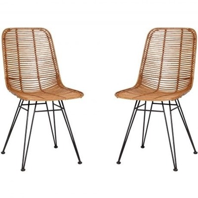 Hübsch Interior Studio-Stuhl aus Rattan 2er-Set, natur von EIKORA