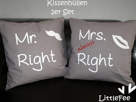 Kissen Set Mr. & Mrs. Right von LittleFee.de