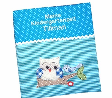 Portfolio DinA 4, Sammelordner für z.B. Kindergarten, Kindergartenordner mit großer Stickerei von C-Fashion-Design