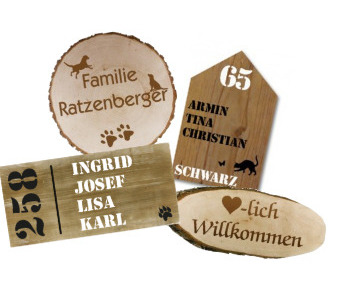 Türschild aus Holz von Namenundmehr.de