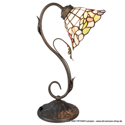 elegante Schwanenhals-TIFFANY-Tischlampe MERCURE von STIL-EXCLUSIV