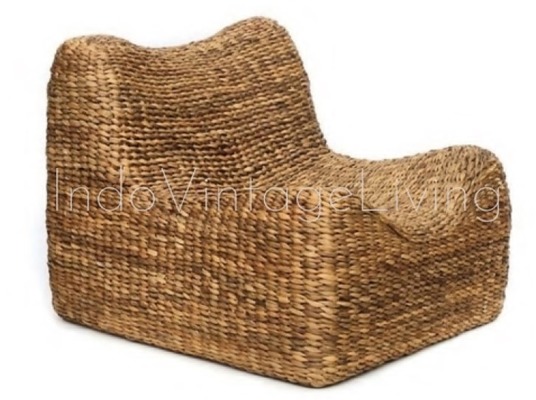 Natural Woven Water Hyacinth Sofa Armchair, Natural Armchair, Armchair von Indo Vintage Living