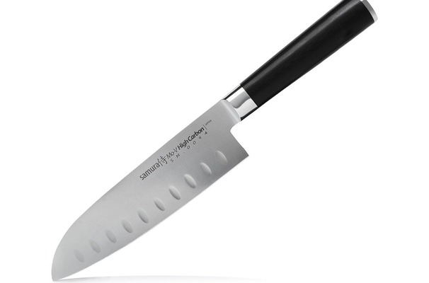 Samura MO-V Santoku Messer mit Kullenschliff 7.0"/180 mm. Härte 59 HRC von SAMURA