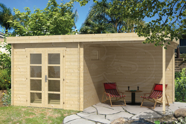Gartenhaus Brenda mit Terrasse Holz 275+250x275cm Tuindeco von QS-Gartendeco