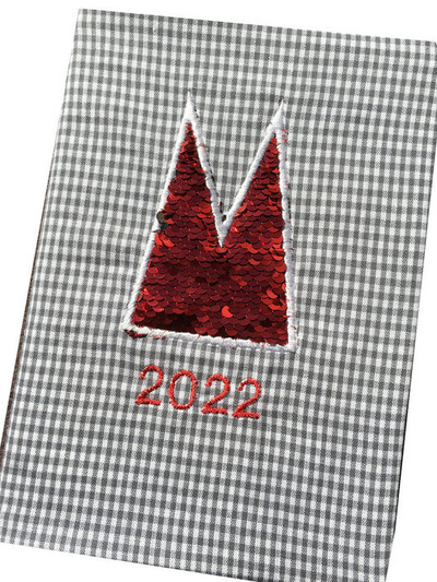 Kalender 2022 mit Stickerei Kölner Dom aus Wendepailletten von C-Fashion-Design