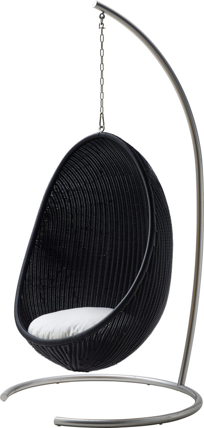 Sika Design Hanging Egg Chair Hängesessel in Eiform aus Artfibre für In- und Outdoor, schwarz von EIKORA