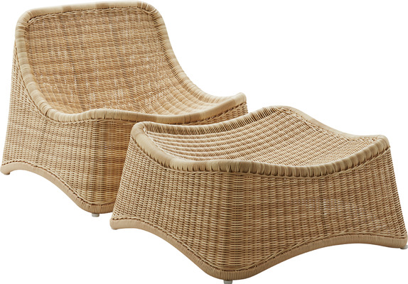 Sika Design Chill Sessel mit Fußhocker aus Artfibre für In- und Outdoor, natur von EIKORA