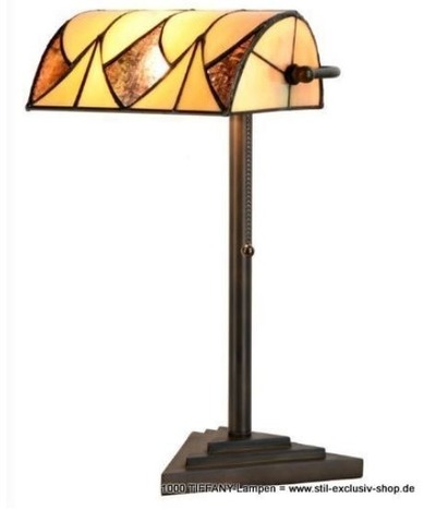 TIFFANY-Bankers-Lamp/ Schreibtisch-Lampe, unsere umfangreiche Serie PARABOLA von STIL-EXCLUSIV