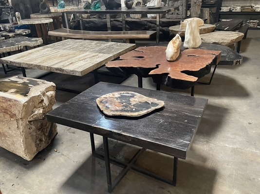 Tisch Fossil Couchtisch Versteinertes Holz Natur Steintisch Lounge Wohnzimmertisch petrified wood von TARSHOPBALI