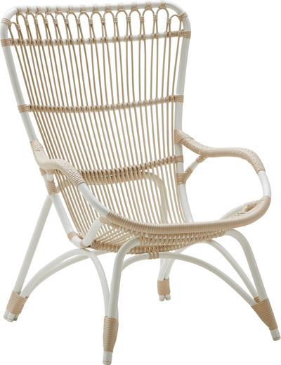 Sika Design Monet Chair Sessel mit hoher Lehne aus Alu-Rattan für In- und Outdoor, weiß / natur von EIKORA
