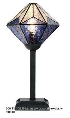 Klares, modernes Design.  TIFFANY-Tisch-Lampe, Serie LOVELY AKIRA BLUE. von STIL-EXCLUSIV