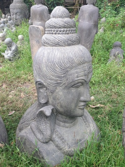 Skulptur Shiva Büste Kopf Shiwa Springbrunnen Steinskulptur Wasserspiel Stein Statue Feng Shui von TARSHOPBALI