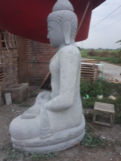 Skulptur Buddha Steinskulptur Budha Steinbuddha Feng Shui Garten Dekoration Outdoor Statue von TARSHOPBALI