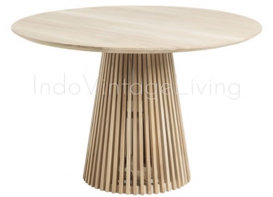 Round Teak Wood Table, Round Table, Teak Wood Table von Indo Vintage Living
