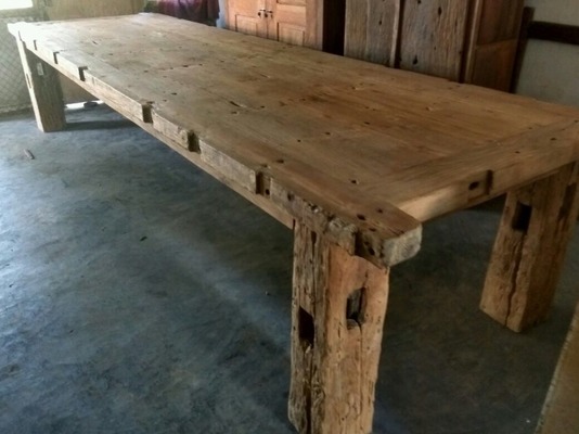 Esstisch Küchentisch Teak Holztisch Wohnzimmertisch Gartentisch Teakholz Beistelltisch Kaffeetisch Teakholztisch Teaktisch Recycling Teak Holz wird von Hand aus Recycling Teak Holz gefertigt in Bali Table dining table garden table wooden table kitchen tab von TARSHOPBALI