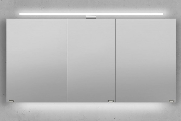 Spiegelschrank 3 Türen 140 cm LED Beleuchtung - Design Bad von MADELIVING.de