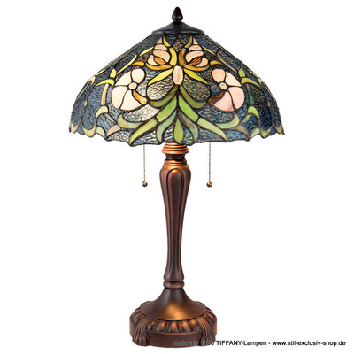 Special Offer !  ø 40cm. seltene TIFFANY-Tisch-Lampe, unsere grosse Serie NAUTILE von STIL-EXCLUSIV