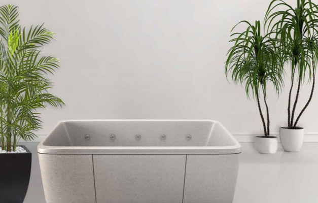 Whirlpool Badewanne Freistehende Wanne Terrazzo Steinwanne Becken Badetopf Badewannen Gartenpool Aussenwanne Sanitär Oval Bad Freistehend Wannen Spa Terrazzo Stein Whirl Pool Steinwannen Aussenwannen Gartenbadewanne Resin Diese Wanne wird von Hand von TARSHOPBALI