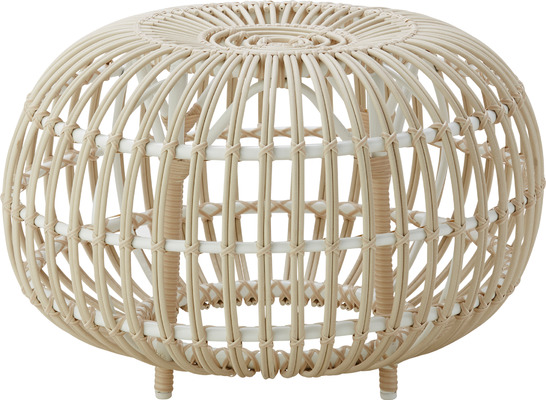 Sika Design Ottoman runder Hocker aus Alu-Rattan 55cm für In- und Outdoor, weiß / natur von EIKORA