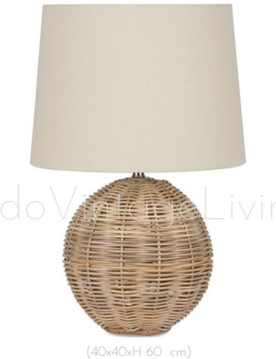 Rattan Table Lamp With Shade, Table Lamp, Desk Lamp von Indo Vintage Living