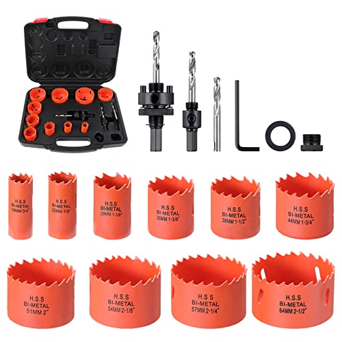 Knpwer 17 PCS Bi-Metall Lochsäge Set,Lochsägenschneider Set,19mm-64mm für Holz, PVC-Platten, Aluminium, Metall von Knpwer